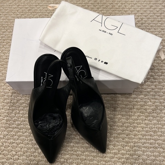 AGL Beatrice Leather Sling-Back Pumps in Black - Picture 10 of 10